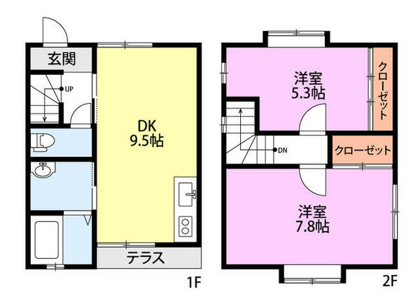 メゾネットしをん B-7｜新潟県新潟市江南区茜ケ丘(賃貸アパート2LDK・1階・55.00㎡)の写真 その2