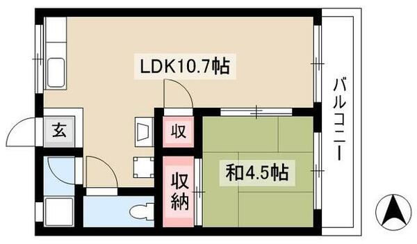 グリーンハイツゆり 102｜愛知県名古屋市名東区香流１丁目(賃貸アパート1LDK・1階・32.00㎡)の写真 その2