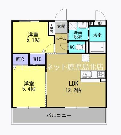 ベーシック猪鹿倉９６１　（仮称） 202｜鹿児島県日置市伊集院町猪鹿倉(賃貸マンション2LDK・2階・50.32㎡)の写真 その2