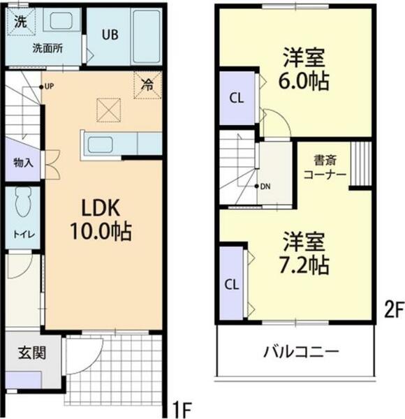 ＭＡＩＳＯＮ　ＤＥ　Ｓ 102｜山梨県都留市法能(賃貸アパート2LDK・1階・56.51㎡)の写真 その2