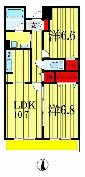 シャトーイノハナ 704｜千葉県千葉市中央区葛城１丁目(賃貸マンション2LDK・7階・56.08㎡)の写真 その2