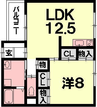 住居留まちなかB－1の間取り