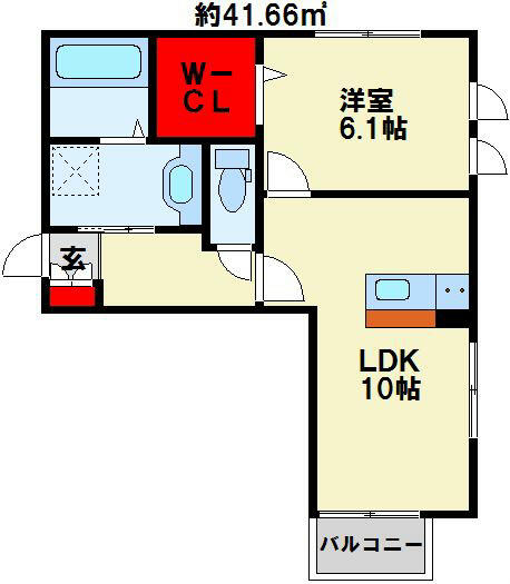 サニー　イースト 303｜福岡県北九州市小倉北区大田町(賃貸アパート1LDK・3階・41.66㎡)の写真 その2