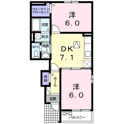 カサブランカオアシスＩＩ｜山口県下関市小月西の台(賃貸アパート2DK・1階・45.39㎡)の写真 その2