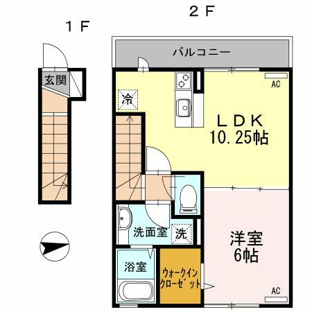 アケボノＶＩＩ｜東京都調布市布田３丁目(賃貸アパート1LDK・2階・44.21㎡)の写真 その2