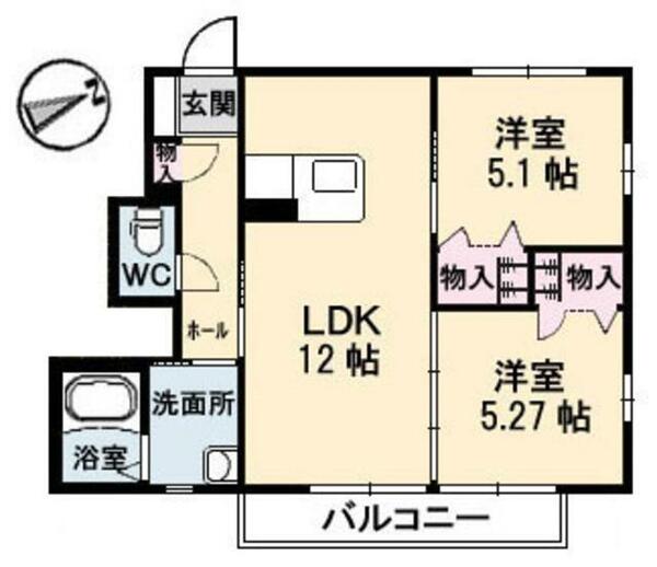 シャーメゾン白樺 A0101｜鳥取県米子市米原７丁目(賃貸アパート2LDK・1階・52.69㎡)の写真 その2