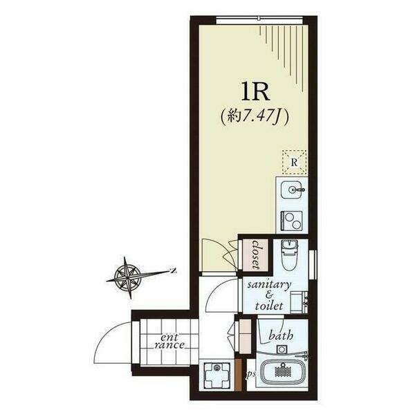 東京都世田谷区世田谷１丁目(賃貸マンション1R・1階・21.06㎡)の写真 その2