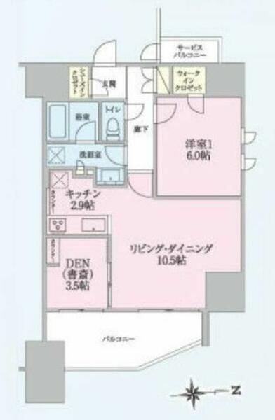 トラープランド翠命館｜東京都武蔵野市境２丁目(賃貸マンション1LDK・13階・54.12㎡)の写真 その2