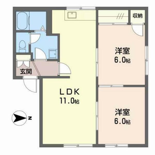 アークヒルズ中村　Ｅ棟 E0112｜愛媛県新居浜市中村３丁目(賃貸アパート2LDK・1階・54.81㎡)の写真 その2