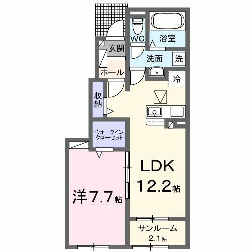 ブルーベル 102｜愛知県豊川市三蔵子町中荒古(賃貸アパート1LDK・1階・50.14㎡)の写真 その2