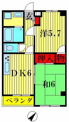メゾンクレール 303｜東京都葛飾区東金町２丁目(賃貸マンション2DK・3階・46.84㎡)の写真 その2