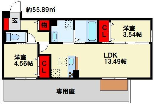 福岡県北九州市若松区用勺町(賃貸アパート2LDK・3階・55.89㎡)の写真 その2