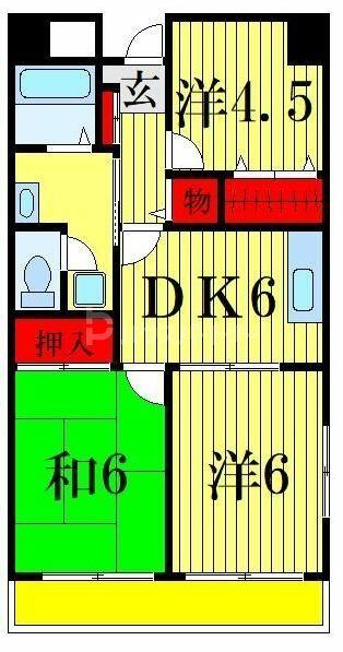 トップアイランドコーポ 202｜千葉県市川市南八幡４丁目(賃貸マンション3DK・2階・56.84㎡)の写真 その2