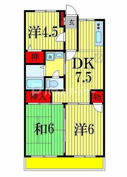 ドルフベルク 108｜千葉県習志野市鷺沼台４丁目(賃貸マンション3DK・1階・55.40㎡)の写真 その2