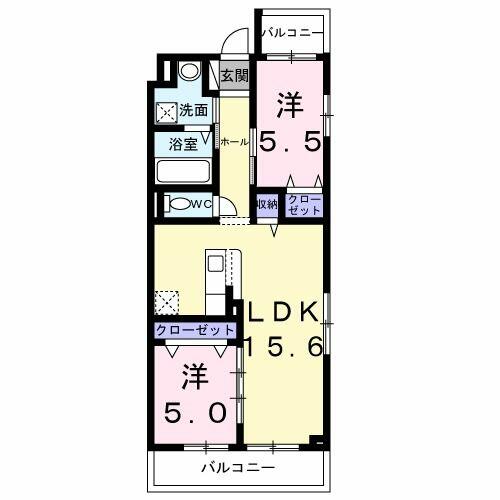 東京都世田谷区世田谷２丁目(賃貸マンション2LDK・3階・60.77㎡)の写真 その2