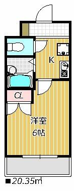 リヴェールビッグパイン 413｜千葉県船橋市東船橋３丁目(賃貸マンション1K・4階・20.35㎡)の写真 その2