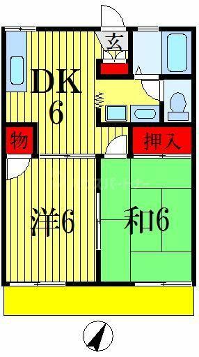 セントハイツ 103｜千葉県船橋市西船５丁目(賃貸アパート2DK・1階・38.88㎡)の写真 その2