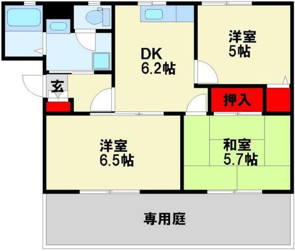 福岡県北九州市八幡西区町上津役東２丁目(賃貸アパート3DK・2階・51.84㎡)の写真 その2