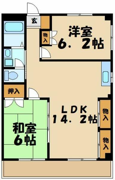 グリーンパーク桂台　Ａ棟｜神奈川県横浜市青葉区桂台１丁目(賃貸マンション2LDK・2階・58.45㎡)の写真 その2