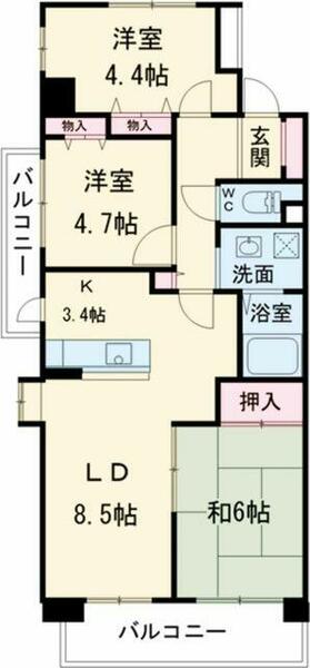 コーポレート鷺沼 401｜神奈川県川崎市宮前区鷺沼１丁目(賃貸マンション3LDK・4階・70.35㎡)の写真 その2