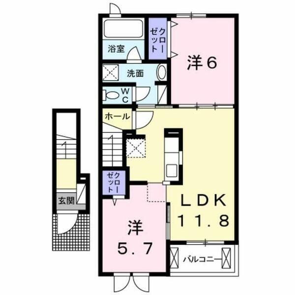 スプレンドーレ｜東京都町田市鶴間６丁目(賃貸アパート2LDK・2階・56.68㎡)の写真 その2