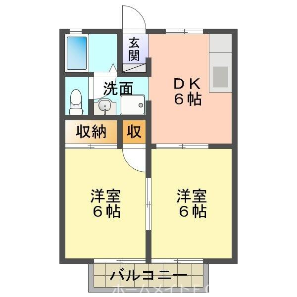 ＨＫガーデン　Ａ棟｜愛知県岡崎市洞町字下荒田(賃貸アパート2DK・2階・38.00㎡)の写真 その2