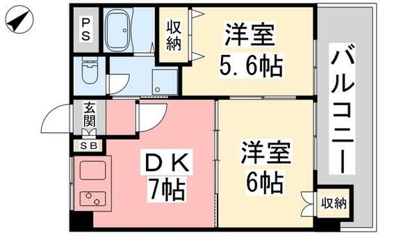 サザンコートⅥ｜愛媛県松山市新立町(賃貸マンション2DK・2階・41.85㎡)の写真 その2