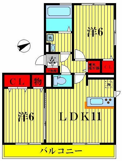 リヴェール　Ｂ棟 201｜千葉県松戸市新松戸７丁目(賃貸アパート2LDK・2階・54.67㎡)の写真 その2