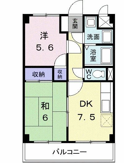 ハイツヤマシタ 202｜香川県高松市国分寺町新居(賃貸マンション2DK・2階・40.15㎡)の写真 その2