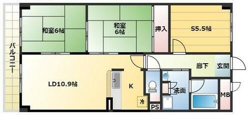 兵庫県尼崎市東園田町３丁目（マンション）の賃貸物件の間取り