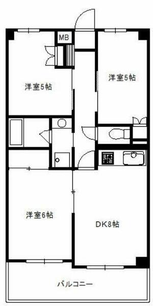 神奈川県横浜市都筑区荏田南５丁目(賃貸マンション3DK・5階・52.10㎡)の写真 その2