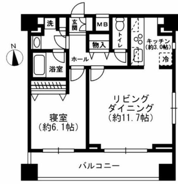 東京都新宿区荒木町(賃貸マンション1LDK・9階・49.97㎡)の写真 その2