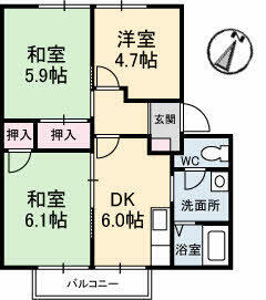 アプリコット｜愛媛県西条市三津屋(賃貸アパート3DK・2階・50.78㎡)の写真 その2