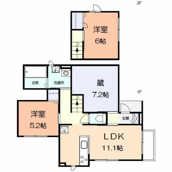 ベアフルールＣ 101｜神奈川県川崎市麻生区栗木１丁目(賃貸アパート2LDK・1階・55.27㎡)の写真 その2