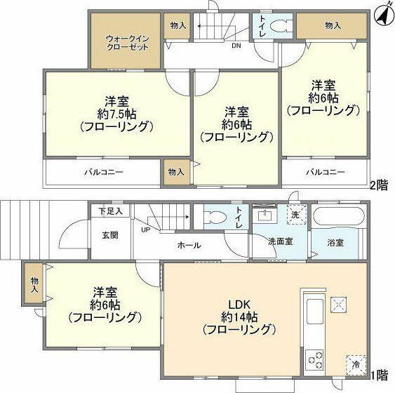 千葉県船橋市松が丘２丁目(賃貸一戸建4LDK・--・96.15㎡)の写真 その2