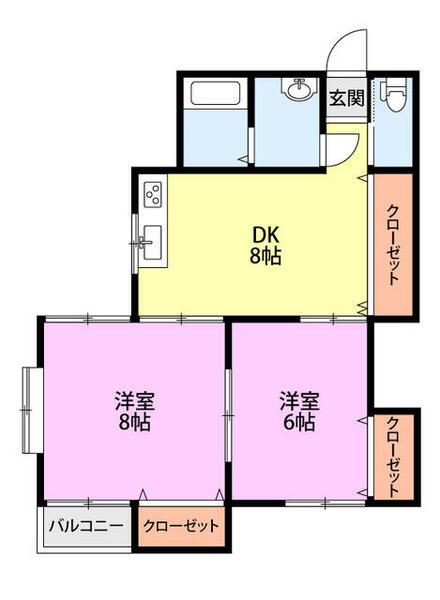 パレットＮハウス 2-A｜新潟県新潟市西蒲区赤鏥(賃貸アパート2DK・2階・49.68㎡)の写真 その2