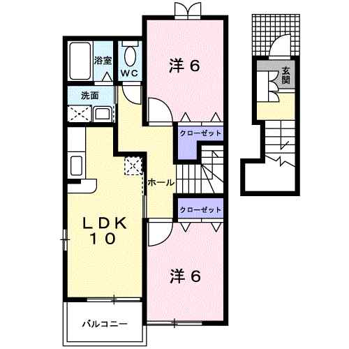 レジデンスコンフォルトⅡ 206｜福島県二本松市油井字福岡(賃貸アパート2LDK・2階・57.22㎡)の写真 その2