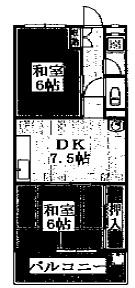 錦江ビル 202｜兵庫県明石市西明石南町２丁目(賃貸マンション2DK・2階・40.00㎡)の写真 その2