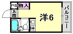 兵庫県西宮市北名次町(賃貸マンション1R・3階・18.00㎡)の写真 その2