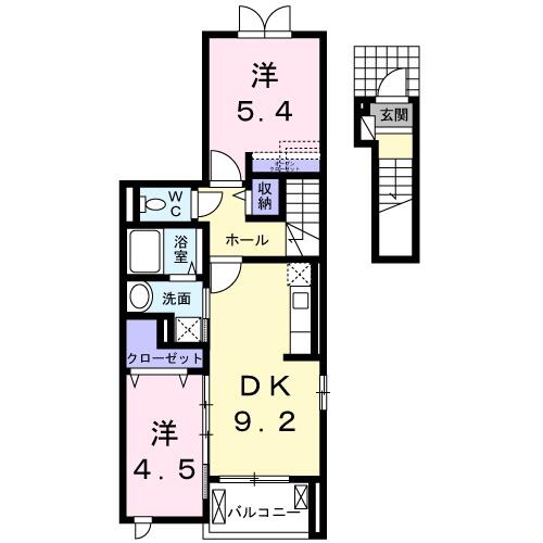 静岡県浜松市中央区向宿１丁目(賃貸アパート2DK・2階・49.97㎡)の写真 その2