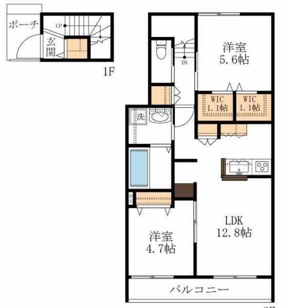 埼玉県川越市大塚２丁目(賃貸マンション2LDK・2階・64.07㎡)の写真 その2