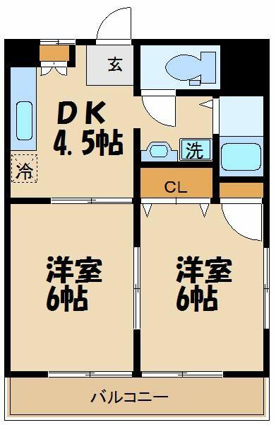 多摩第２パールハイツ 206｜東京都調布市多摩川４丁目(賃貸マンション2DK・2階・32.06㎡)の写真 その2