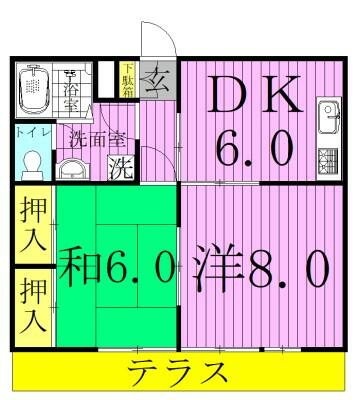 メゾンヤマリＶ 102｜千葉県柏市篠籠田(賃貸マンション2DK・1階・47.85㎡)の写真 その2
