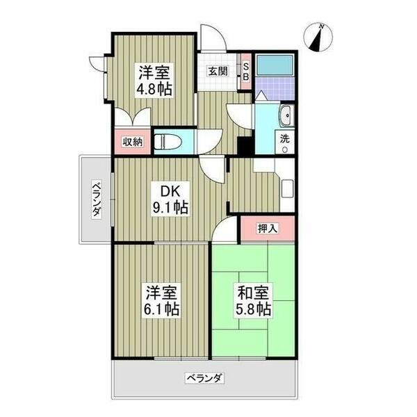 埼玉県さいたま市見沼区大字蓮沼(賃貸マンション3DK・1階・56.50㎡)の写真 その2