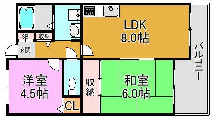 ｍａｋｅ第８マンション｜大阪府東大阪市水走３丁目(賃貸マンション2LDK・2階・45.00㎡)の写真 その2