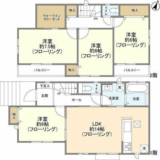 千葉県船橋市松が丘２丁目(賃貸一戸建4LDK・--・96.15㎡)の写真 その2