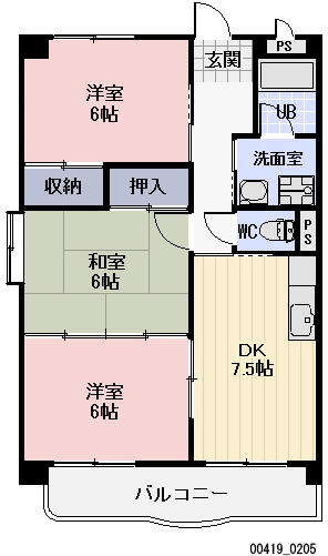 サウスヒルズＡ 105｜三重県津市垂水(賃貸マンション3DK・1階・56.70㎡)の写真 その2