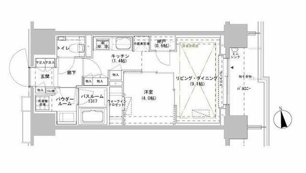 パークスフィア牛込神楽坂 208｜東京都新宿区南山伏町(賃貸マンション1LDK・2階・40.01㎡)の写真 その2