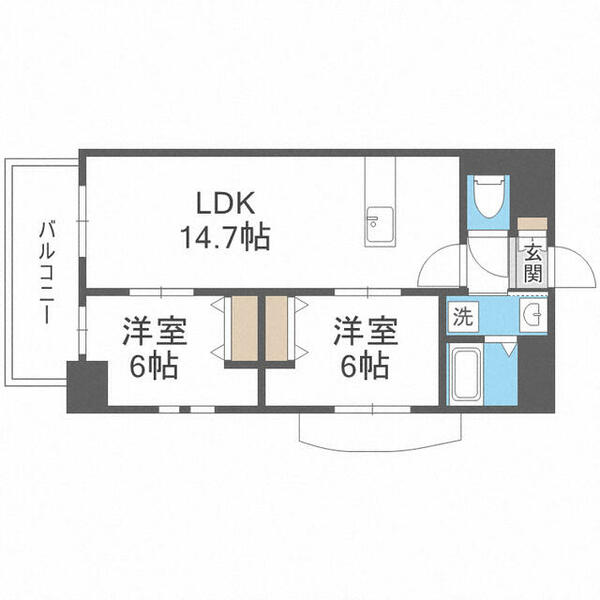 ニューリバー福間 201｜福岡県福津市日蒔野２丁目(賃貸マンション2LDK・2階・55.00㎡)の写真 その2