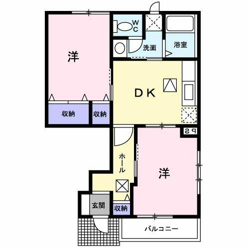 香川県高松市高松町(賃貸アパート2DK・1階・46.92㎡)の写真 その2